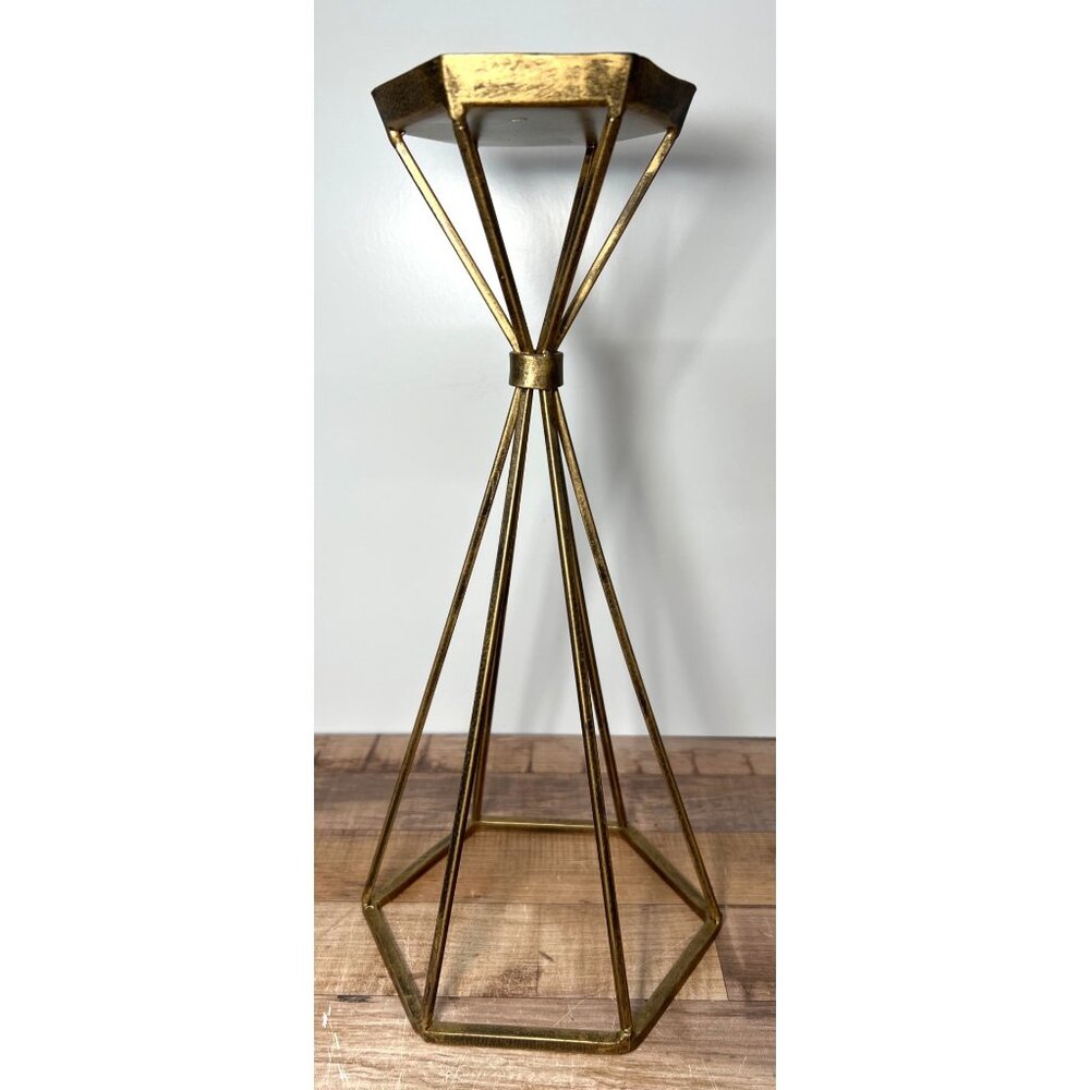 Geometric Brass Metallic Candle Holder Modern Home Decor Accent